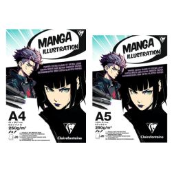 Bloc illustration Manga A4 et A5 - 250gr - Clairefontaine
