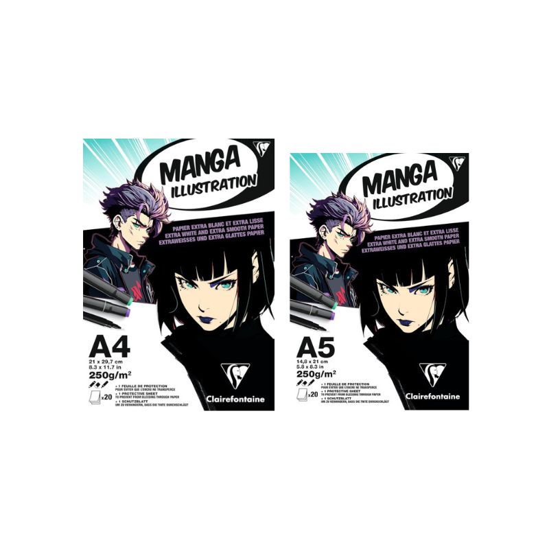 Bloc illustration Manga A4 et A5 - 250gr - Clairefontaine
