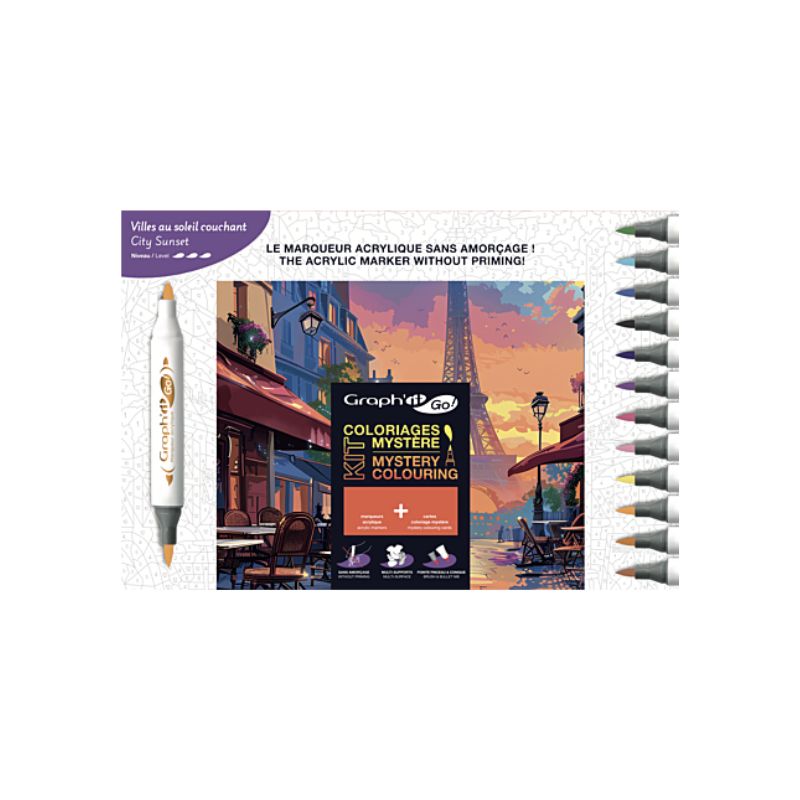 Kit coloriages mystère - Villes au soleil couchant - Graph'it