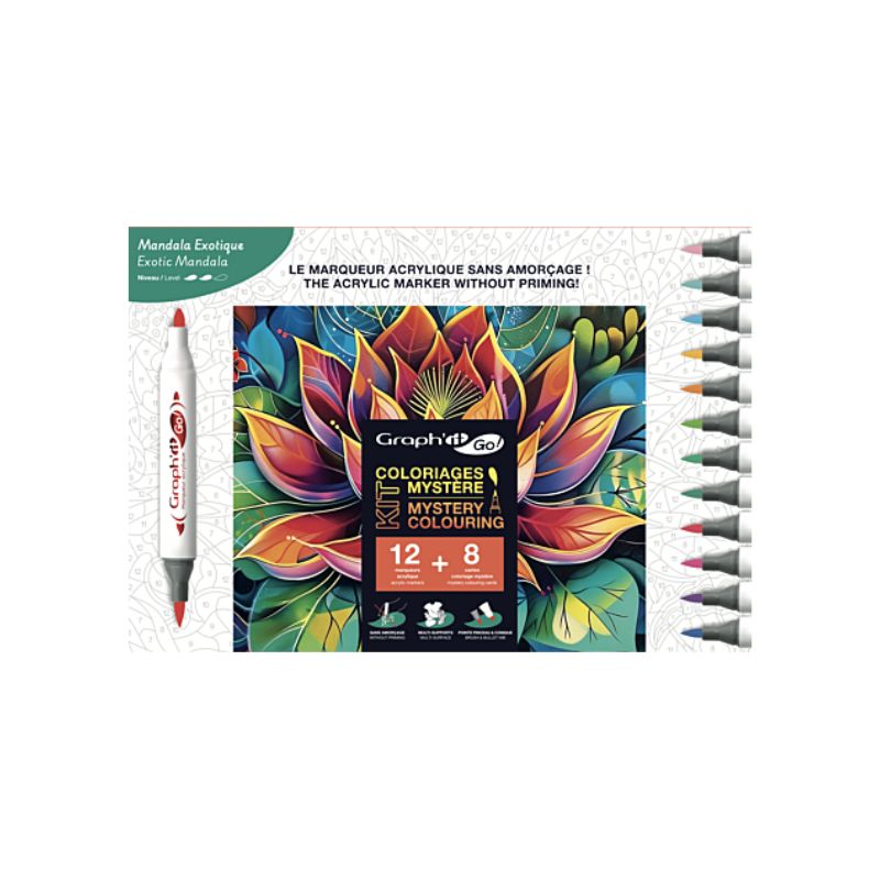Kit coloriages mystère - Mandala exotique - Graph'it