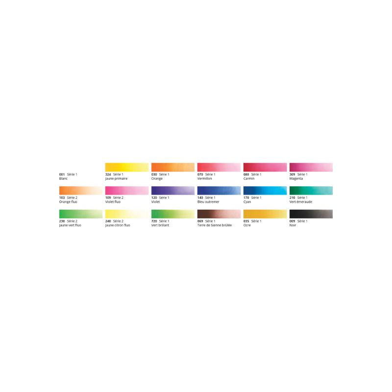 Nuancier 18 couleurs Gouache studio Caran d'Ache