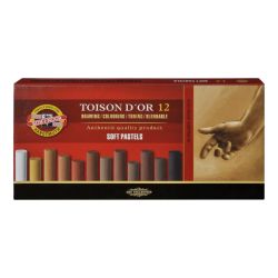 Set de 12 pastels secs ronds Toison d'or - Tons terre - Koh-I-Noor