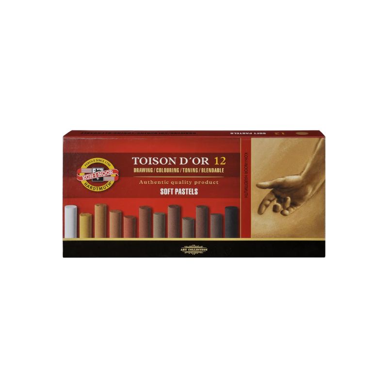 Set de 12 pastels secs ronds Toison d'or - Tons terre - Koh-I-Noor