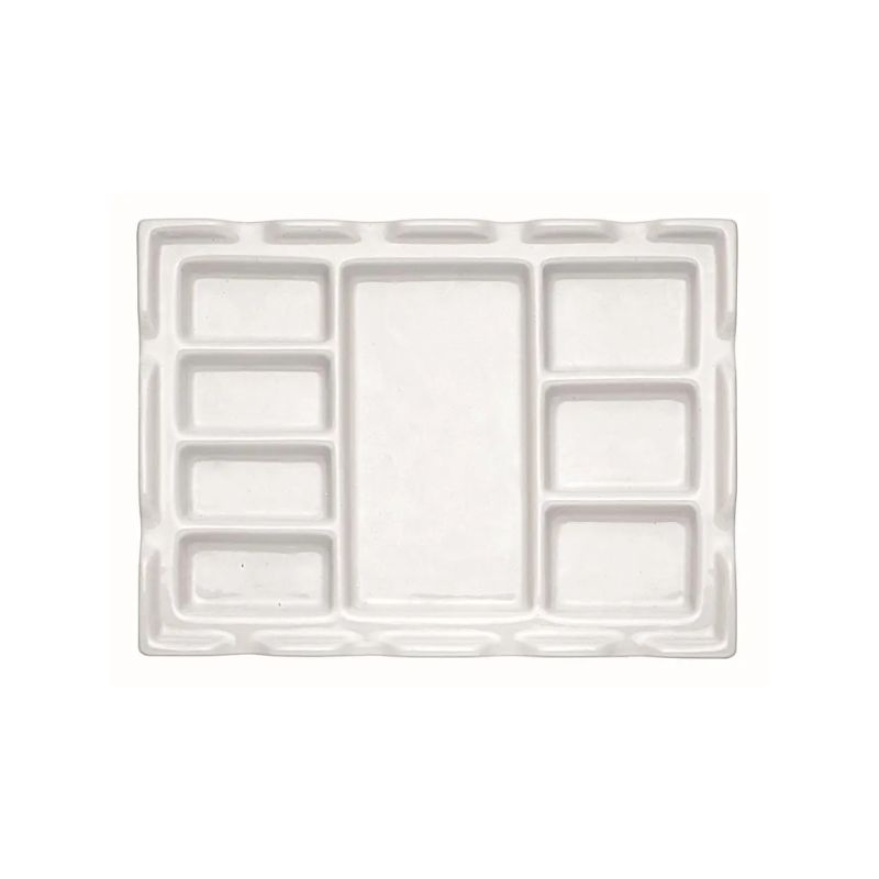 Palette porcelaine 18x24cm - 8 creux pour mélange peintures et encres