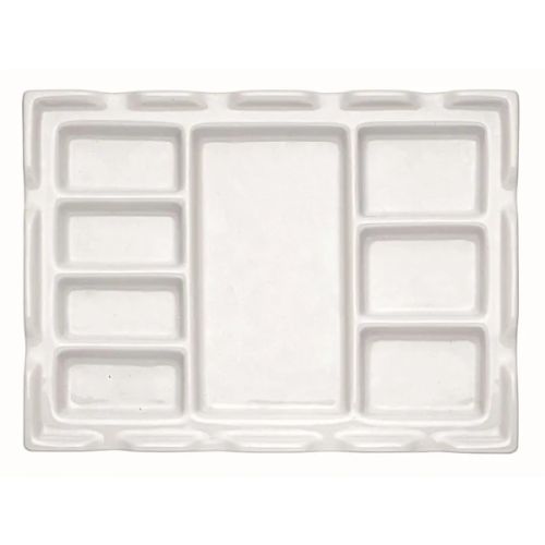 Palette porcelaine 18x24cm - 8 creux pour mélange peintures et encres Palette porcelaine 18x24cm - 8 creux pour mélange peintures et encres