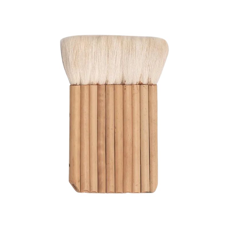 Brosse plate en poils de chèvre et manche bambou - idéal pour peinture sur soie