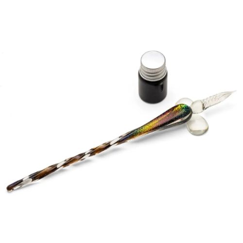Set de calligraphie pas cher avec plume de verre Arc-en-ciel + encre