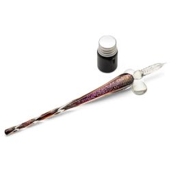 Set de calligraphie pas cher avec plume de verre Or rose + encre