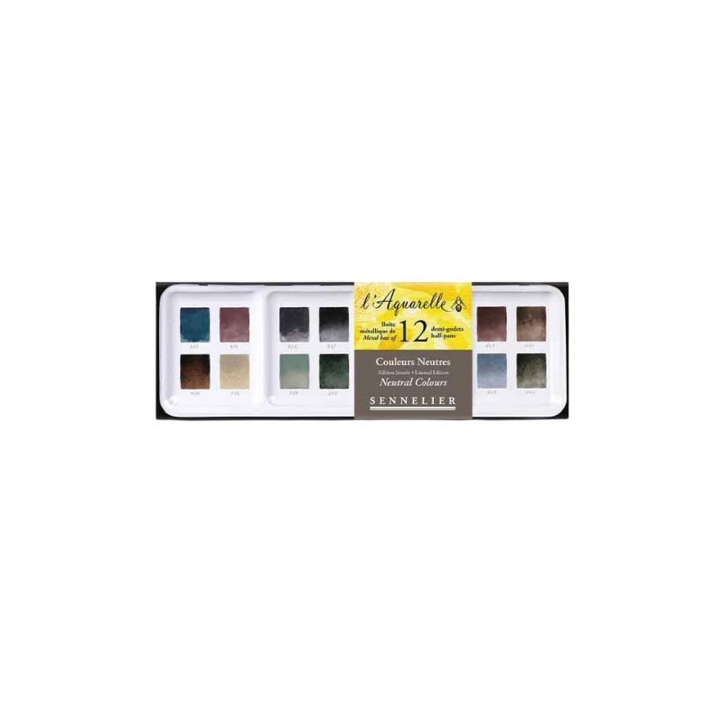 Boite aquarelle Sennelier extra-fine - Sélection couleurs neutres
