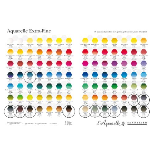 Nuancier aquarelle Sennelier extra-fine - Sélection couleurs neutres