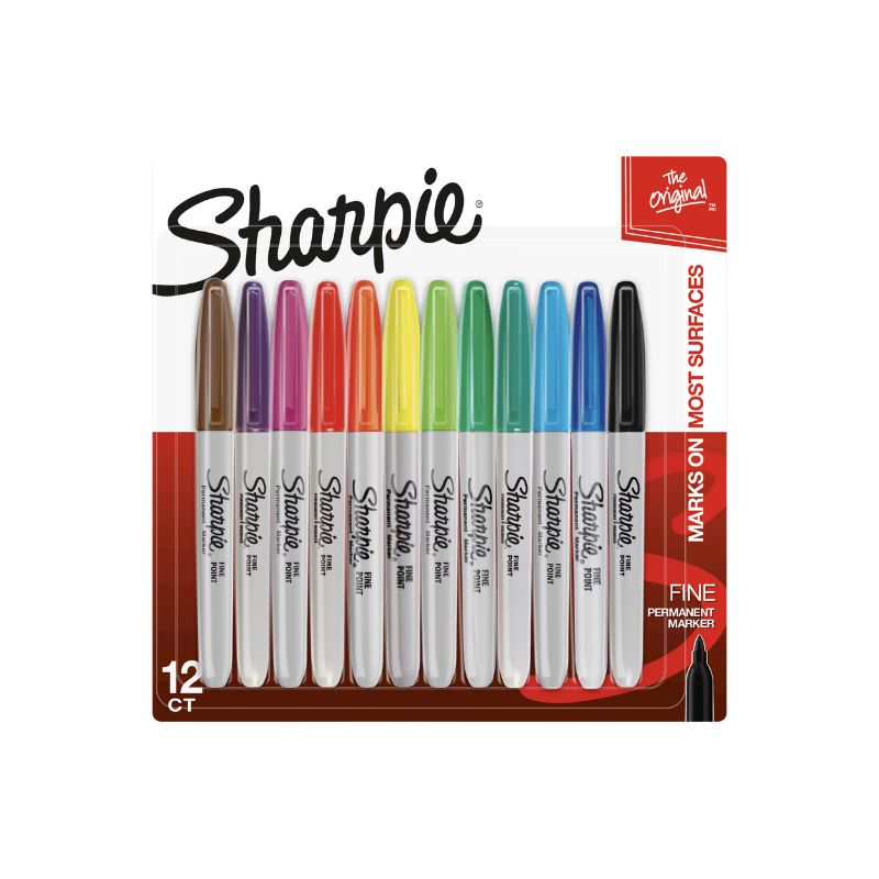 Set 12 marqueurs permanents Sharpie - Pointe fine