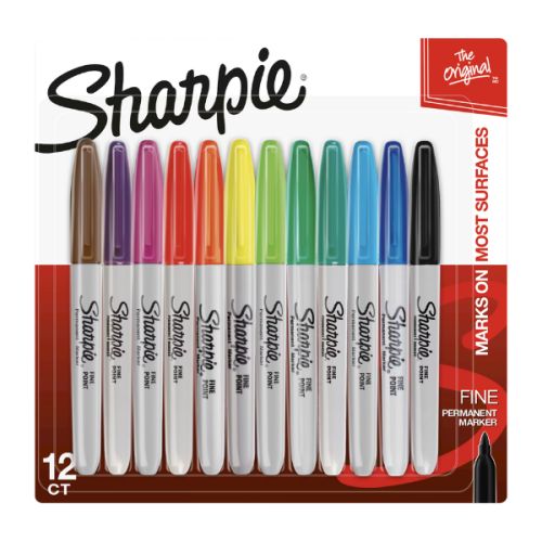 Set 12 marqueurs permanents Sharpie - Pointe fine Set 12 marqueurs permanents Sharpie - Pointe fine