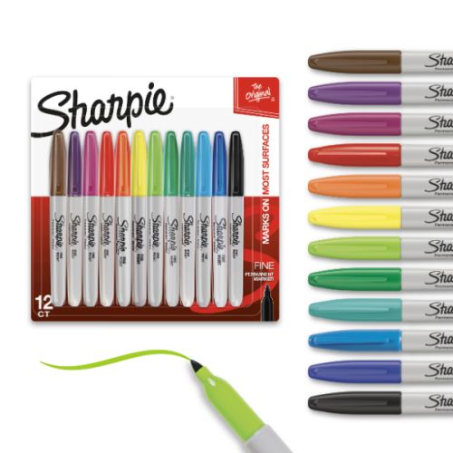 Assortiment de 12 marqueurs permanents pointe fine Sharpie