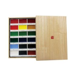 Aquarelle japonaise Gansai Tambi - Coffret bois 18 godets