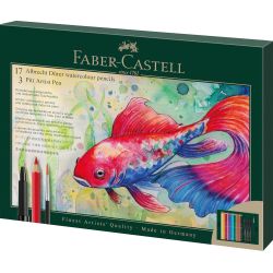 Set 17 crayons Albrecht Dürer + 3 feutres Pitt + pinceau Faber-Castell
