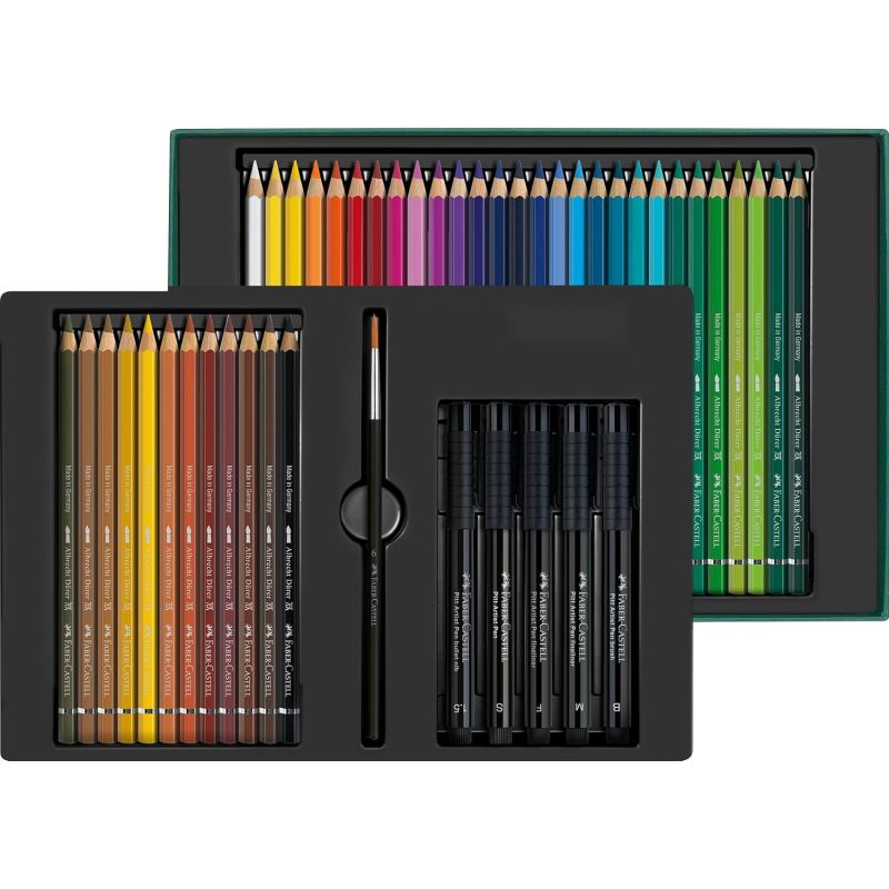 Coffret 46 pièces Faber-Castell - crayons Albrecht Dürer & feutres Pitt