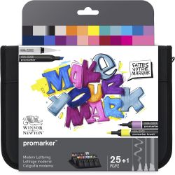 Set 22 Promarker + 3 fineliners - Lettrage moderne - Winsor & Newton