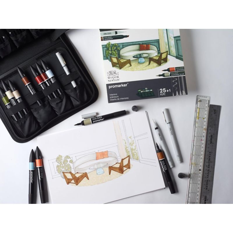 Coffret 24 marqueurs double pointe Promarker - Intérieurs - Winsor & Newton