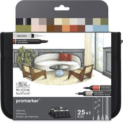 Set 22 Promarker + 3 fineliners - Intérieurs - Winsor & Newton