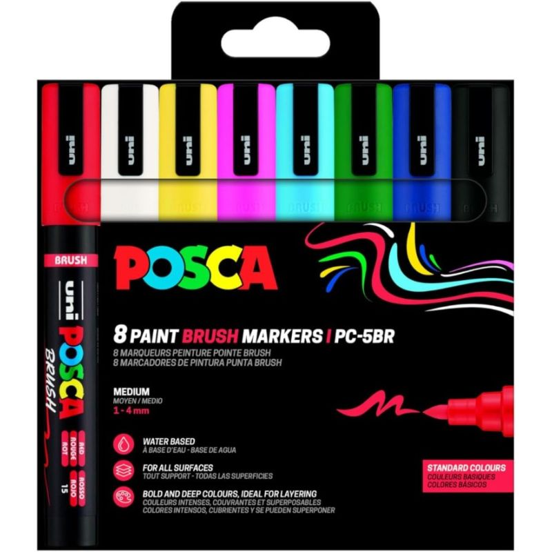 Set 8 marqueurs POSCA Brush - PC-5BR 