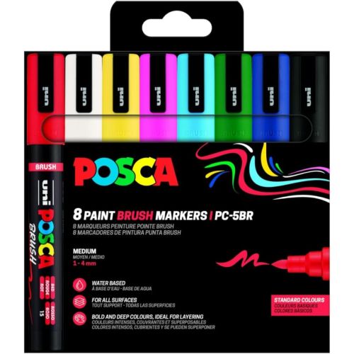 Set 8 marqueurs POSCA Brush - PC-5BR 