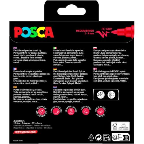Lot de 8 marqueurs POSCA Brush pour customisation - PC-5BR 