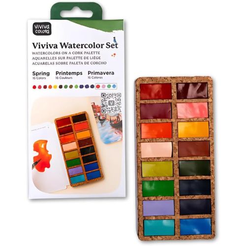 Set aquarelle 16 godets - Printemps - Viviva Set aquarelle 16 godets - Printemps - Viviva