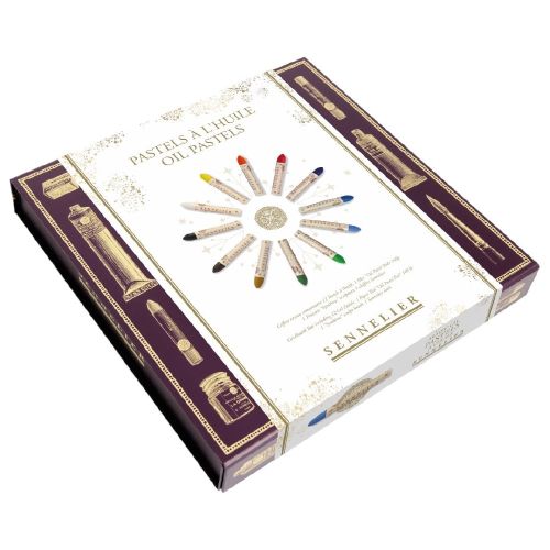Coffret pastels à l'huile Sennelier - 12 couleurs + 1 bloc papier et accessoires