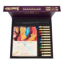 Coffret 12 pastels à l'huile + 1 bloc papier et accessoires - Sennelier
