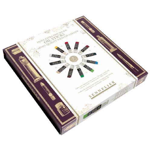 Coffret 12 bâtons de peinture l'huile Sennelier + 1 bloc papier et accessoires - Sennelier