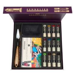 Coffret 12 mini Oil sticks + 1 bloc papier et accessoires - Sennelier