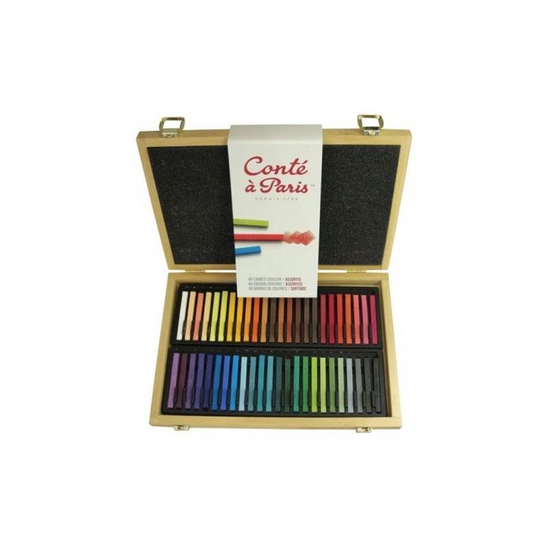 Coffret bois Conté à Paris contenant 48 carrés contés