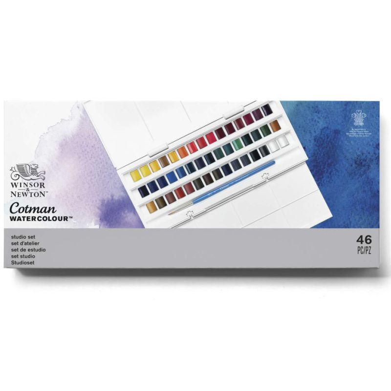 Boîte aquarelle 45 demi-godets Winsor & Newton Boîte aquarelle 45 demi-godets Winsor & Newton