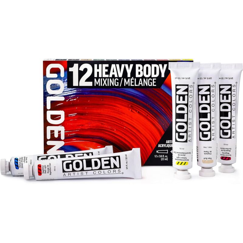 Set 12 tubes d'acrylique extra-fine Golden Heavy Body Set 12 tubes d'acrylique extra-fine Golden Heavy Body