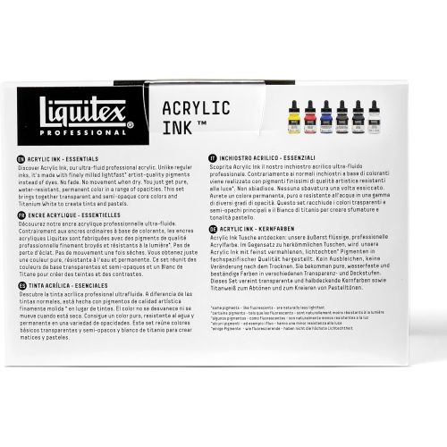 Coffret couleurs primaires Acrylic Ink Liquitex - 6 encres acryliques pour calligraphie et illustration