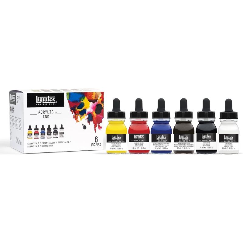 Set de 6 encres acrylique ink Liquitex - Couleurs primaires