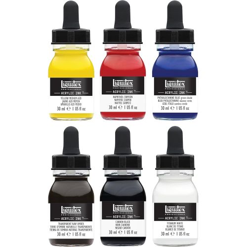 Lot de 6 encres acrylique ink Liquitex - Couleurs primaires