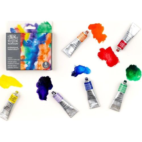 Set 6 tubes aquarelle couleurs Winsor & Newton Set 6 tubes aquarelle couleurs Winsor & Newton