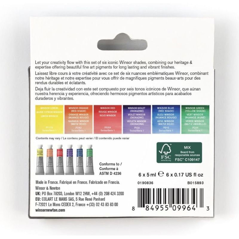 Aquarelle extra-fine Winsor & Newton - Assortiment 6 couleurs Winsor Aquarelle extra-fine Winsor & Newton - Assortiment 6 couleurs Winsor