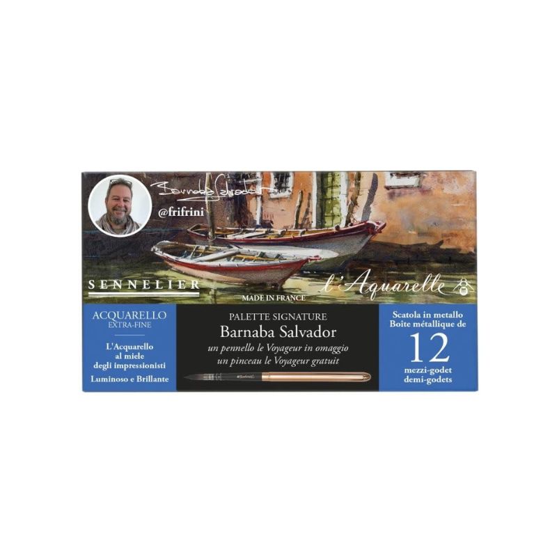 Boite aquarelle extra-fine Sennelier 12 demi-godets - Sélection Barnaba Salvador