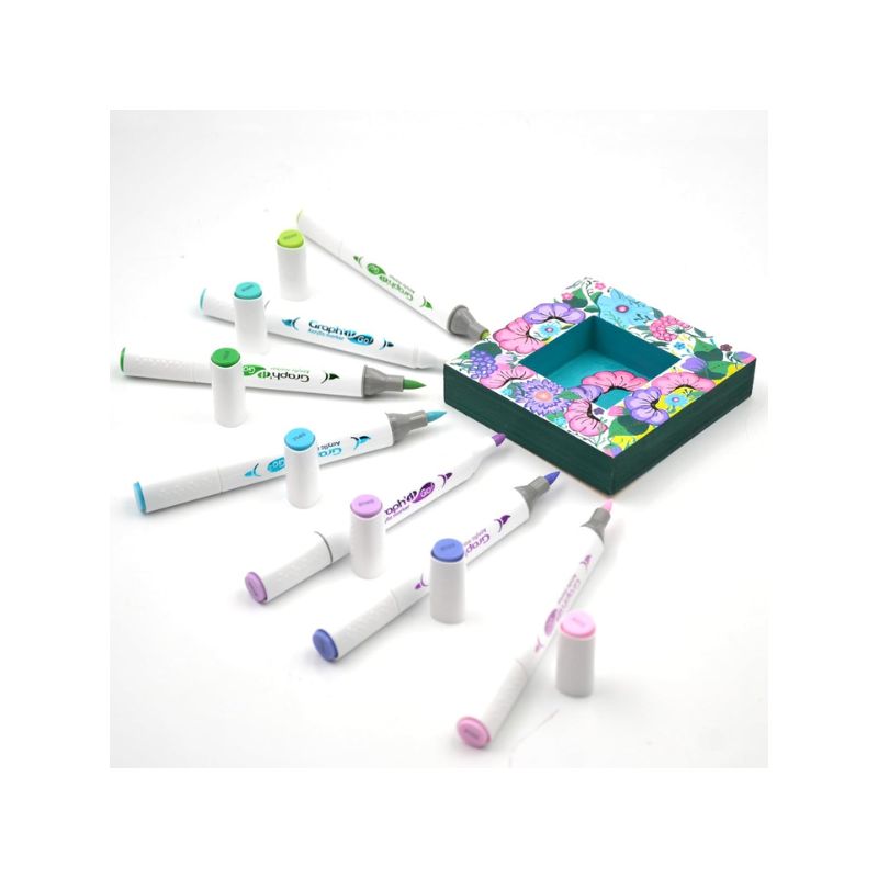 Marqueurs double pointe Graph’it Go - 12 couleurs Floral