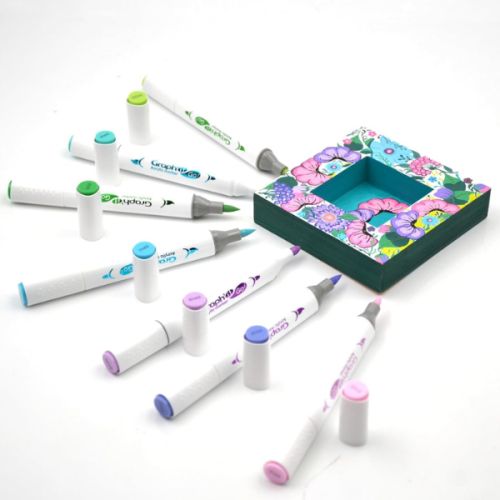 Marqueurs double pointe Graph’it Go - 12 couleurs Floral