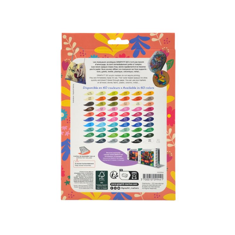 Assortiment de 12 marqueurs acryliques Graph’it Go - Floral