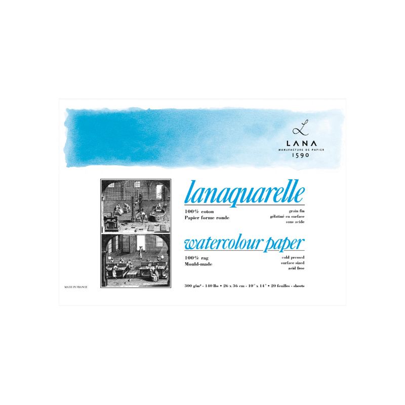 Bloc aquarelle Lanaquarelle beaux arts - 100% coton - Grain fin - Hahnemühle