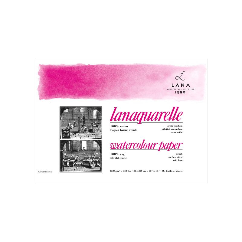 Bloc aquarelle Lanaquarelle beaux-arts - 100% coton - Grain torchon - Hahnemühle