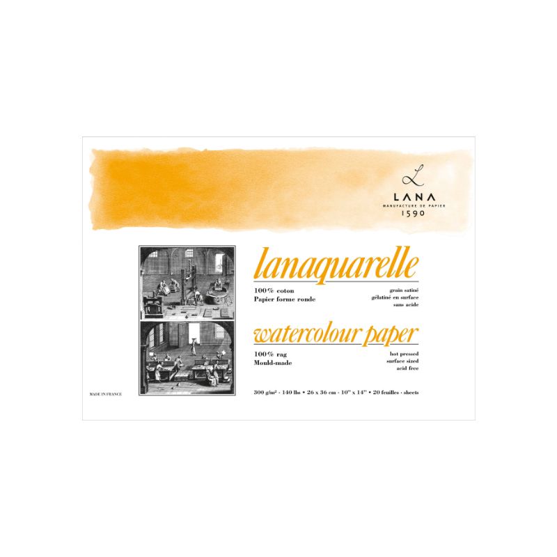 Bloc aquarelle Lanaquarelle beaux arts - 100% coton - Grain satiné - Hahnemüle