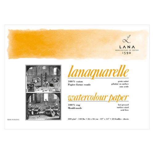 Bloc aquarelle Lanaquarelle beaux arts - 100% coton - Grain satiné - Hahnemüle