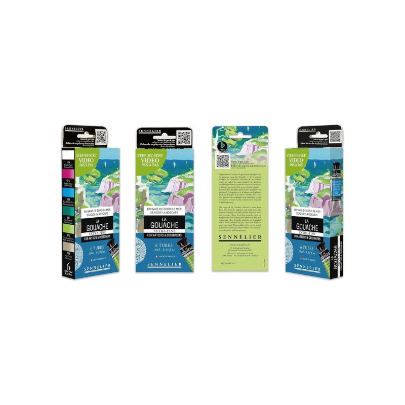 Gouache extra-fine Sennelier - Paysages Bord de mer - 6 tubes 10ml