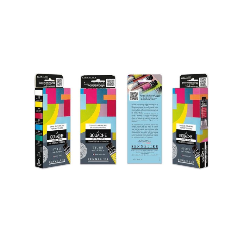 Gouache extra-fine Sennelier - Couleurs primaires - 6 tubes 10ml
