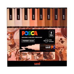 Set de 8 POSCA - pointe calibrée moyenne PC5M - Couleurs portrait